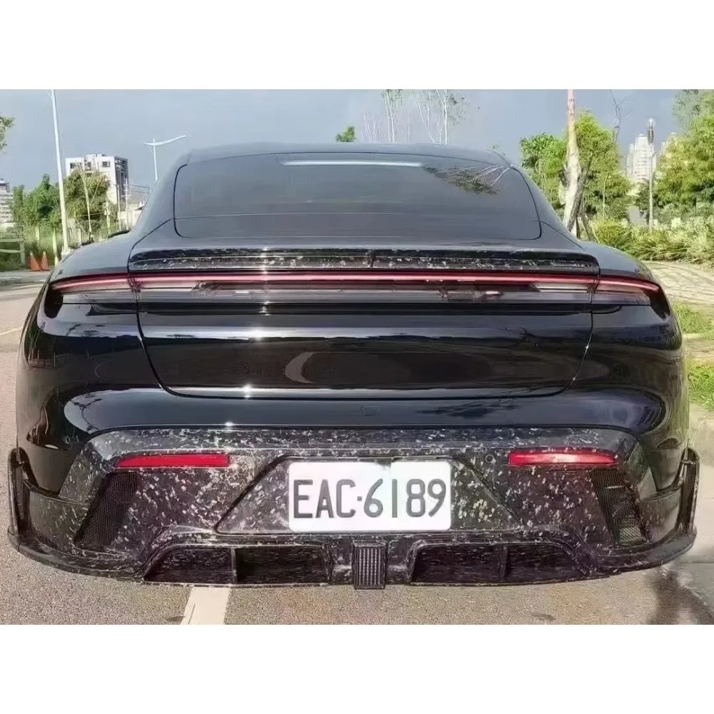 High Quality  New Style Dry Forged Carbon Fiber Front Lip Side Skirt Rear Diffusr Rear Wing for Taycan Turbo S  Perfect Fitment
